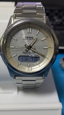 Casio WVA-M630 Wave Ceptor Solar Atomic White Gold Tone Watch Japan Model Used