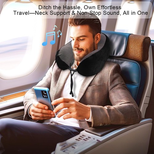 Neck Pillow with Bluetooth Headphones Function for Travel, Travel Pillow 100%... - Picture 2 of 9