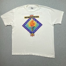 VTG 90's Texas Law Enforcement Torch Run White T-Shirt Mens Sz XL Made In USA