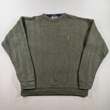VTG Chaps Ralph Lauren Hand Framed Sweater Mens Large Green HEAVY Grandpa Core