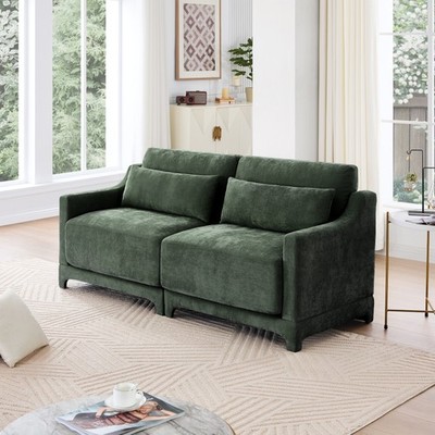 Two -seater Chenille Fabric sofa, 2 lumbar pillows,Ergonomic, high - quality w