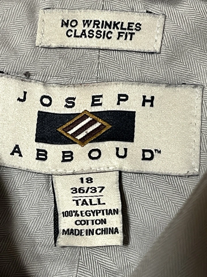 Camisa de vestir Joseph Abboud para hombre 2XL beige algodón manga larga 18 X 36/37 Foto 3 de 4