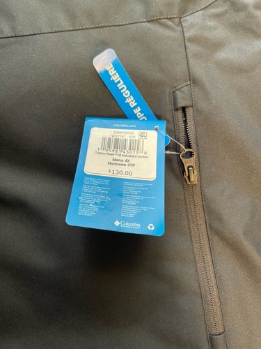 Chaqueta aislante Columbia Tipton Peak III para hombre talla grande y alta 4XL negra nueva - Imagen 8 de 9