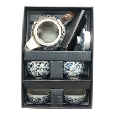 7893 - Flower Ceramic Blue/White Tea Set 13-27 