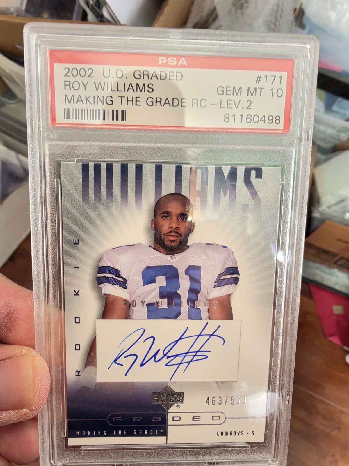 ROY WILLIAMS 2002 UD GRADED RC AUTO PSA 10 GEM MINT #/550 Dallas Cowboys