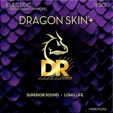 DR Strings Dragon Skin+ Coated 6-String Nickel Electric Guitar Strings 11 - 50