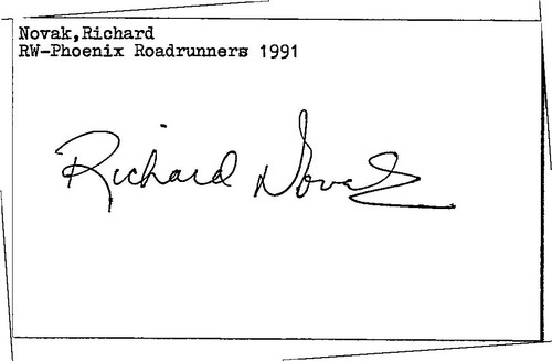 1980's -Richard Novak- Signed/Autograph/Auto Index Card Edmonton Oilers NHL
