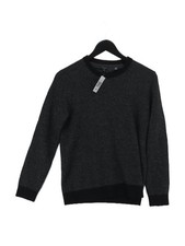 Ted Baker Men's Jumper XL Grey Striped Wool with Acrylic Crew Neck Pullover