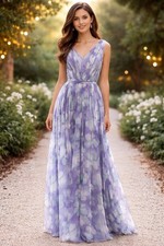 VERA WANG DRESS v-neck gathered empire blue maxi dress size 4