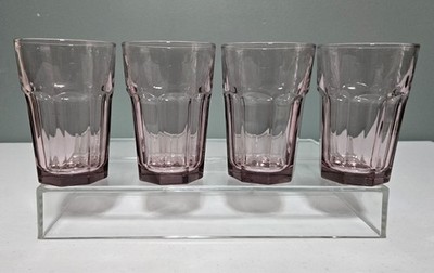 4 Libbey Duratuff Gibraltar Plum Ice Tea Glass Tumbler Set 5'' Lt Purple Pink Lot