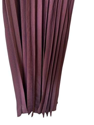 Vince Womans Pleated Midi Dress V-Neck XXS Deep Burgundy Lace Trim sleeveless - Picture 6 of 12