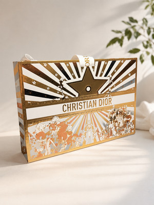 Original Christian Dior Holiday Paper Shopping Bag Gift Bag w/ Ribbon Rare