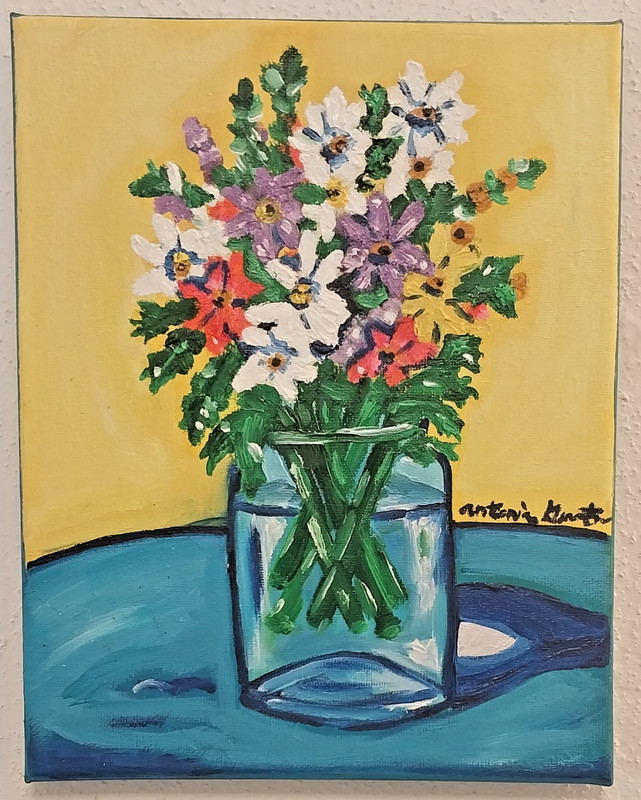 Spring Bouquet in Glass Vase Oil Painting Artist Antonia Gerstacker Original Art
