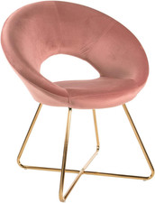 MONTEMAGGI  Poltrona Imbottita Circolare in Velluto Rosa Cipria Con Gambe in Fer