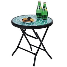 Folding Side Table, Foldable Coffee Outdoor Garden Small Round Patio