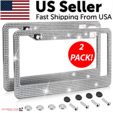 2pcs Bling License Plate Frame Glitter Crystal Sparkling Rhinestone Diamond Caps 2pcs Bling License Plate Frame Glitter Crystal Sparkling Rhinestone Diamond Caps