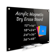 Acrylic Black Magnetic Dry Erase Board for Wall, White Board12 x16 ,Frameless Ma