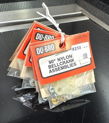 Lot of 7 Du-Bro 90 Degree Nylon Bellcrank Assemblies  No 167 NOS