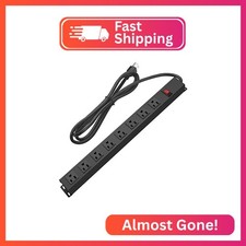 HHOSET Heavy Duty Long 8 Outlets, 14AWG Extension Cord, Black, 10FT, 3