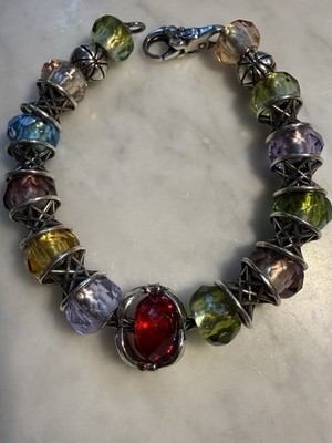 Authentic Complete Trollbeads Bracelet with Beads-prisms, Prisms, Prisms