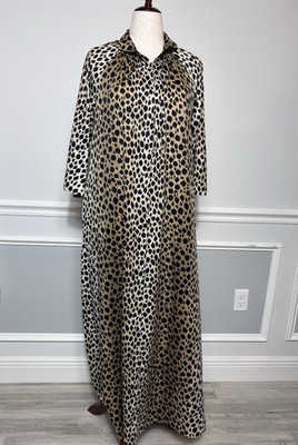 GEORGIE KEYLOUN (L) Animal Print Hostess Maxi Gown-VTG-60's-TALON ZIPPER-Caftan-