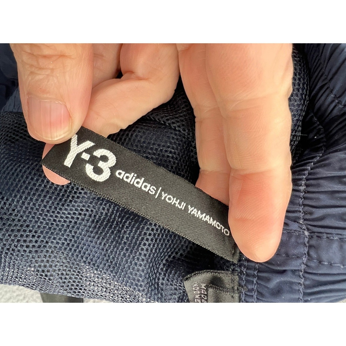 Y-3 Adidas Shorts Mens M Yohji Yamamoto Navy Blue Orange Logo Zip