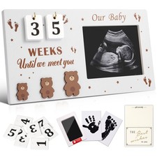 Baby Sonogram Picture Frame with Countdown Weeks, 4"x3" Ultrasound Photo Fram...
