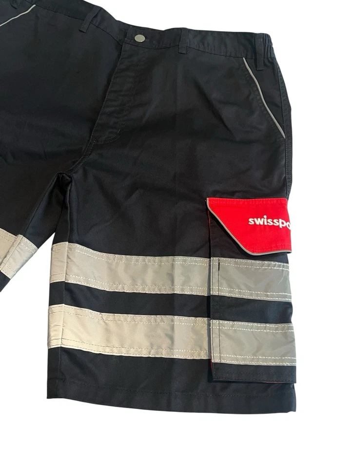 Swissport Hi-Vis Cargo Work Shorts Size L 36 Waist Black Reflective Safety NEW - Image 3 of 4
