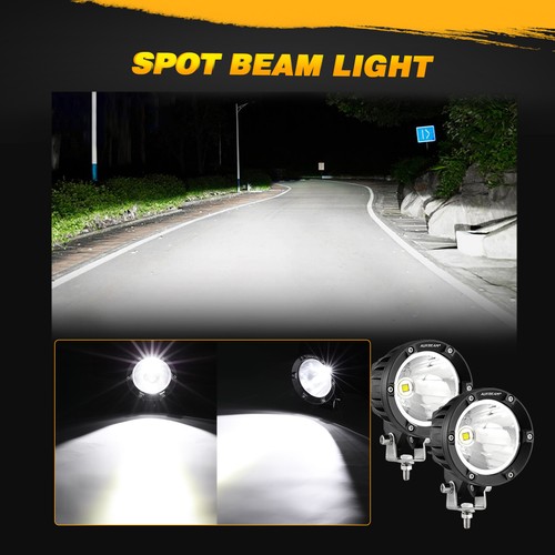 Luces de conducción LED redondas AUXBEAM 4" punto blanco cubo vainas para Can-Am Maverick X3 - Imagen 3 de 12