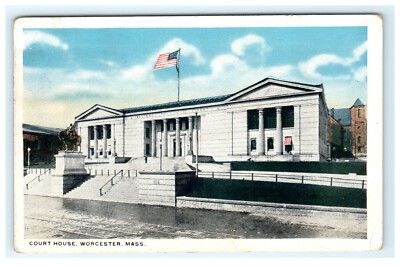 1918 Court House Worcester MA Massachusetts Early Postcard View