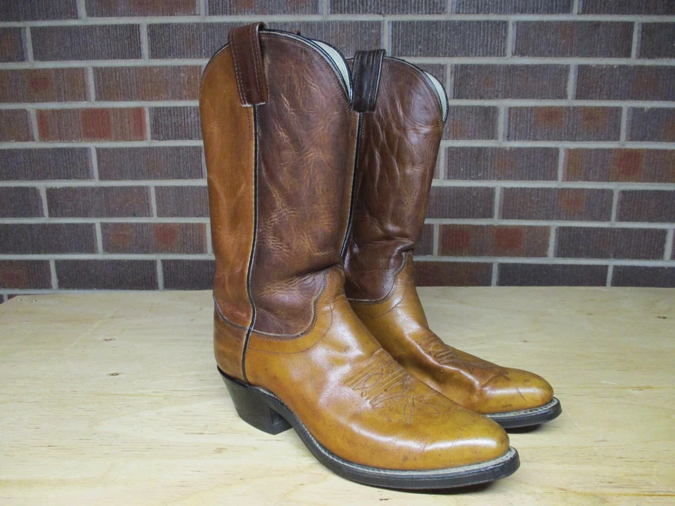 Botas de Vaquero Olathe De Colección Para Hombres 8.5 D Cuero Marrón Ropa de Trabajo Occidental 6492 EE. UU. Foto 2 de 4