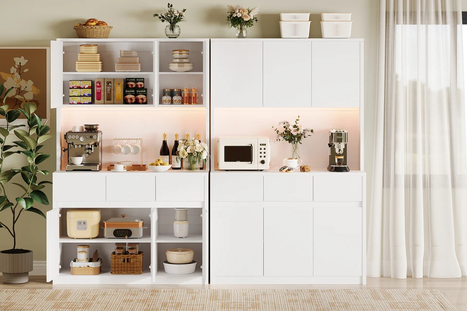 70" Tall Kitchen Pantry Storage Cabinet with LED Light, 3 Drawers, 6 Doors - Image 4 of 4