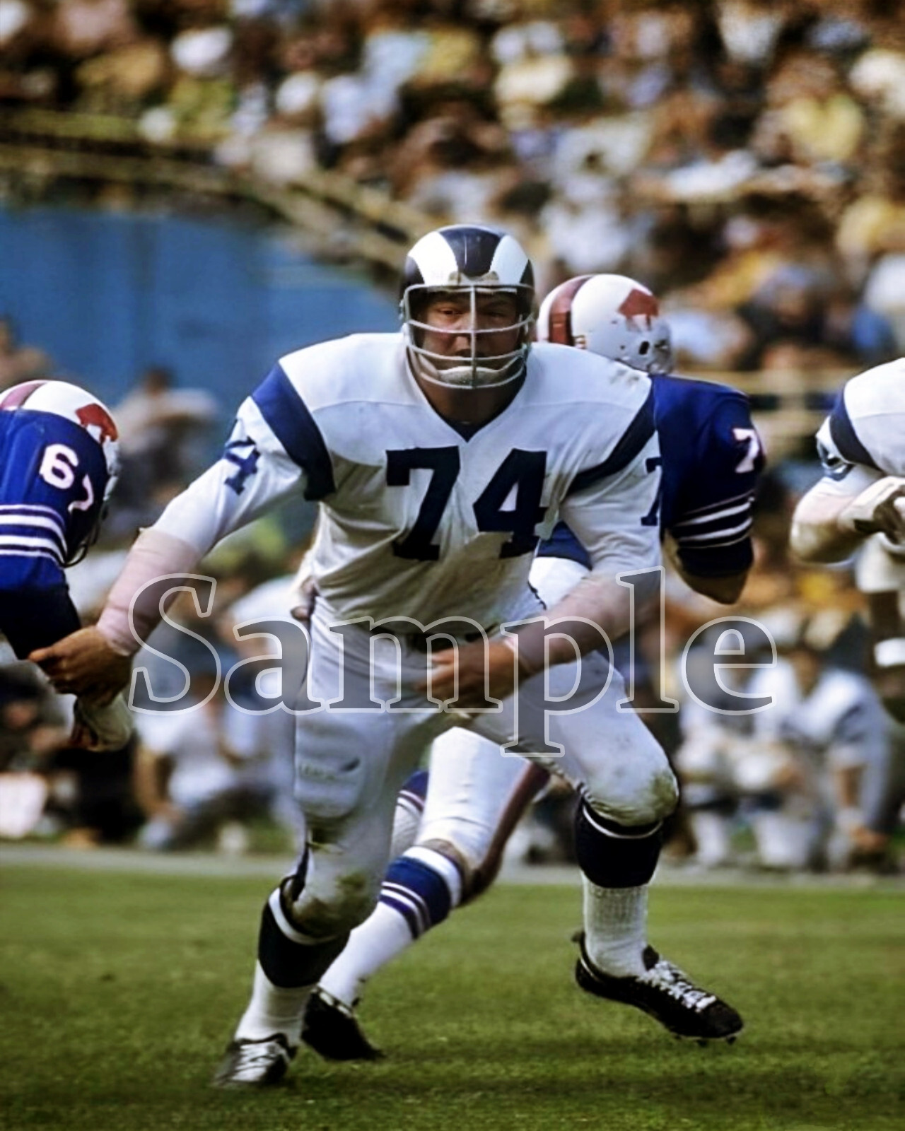 Los Angeles Rams Merlin Olsen Game Action  Color 8 X 10 Photo Print Picture