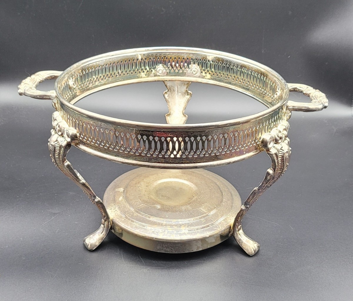 Vintage Royal Silverplate Round Food Warmer Chafing Dish 9in  diameter