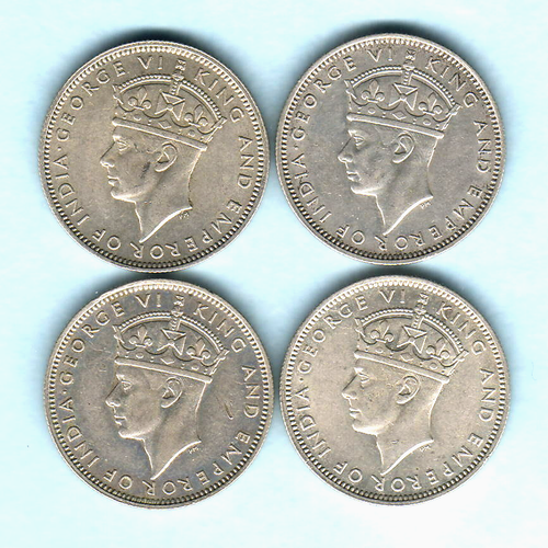 Malaya.  1945 20 Cents x 4 Coins..  All with Lustre..  EF-aUNC - Bild 2 von 2