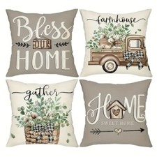 Home Sweet home Set of 4, Decor, Farmhouse, Pillow Covers ONLY, 18"X18".
