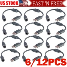 6/12Pcs USB Breakaway Dongle Cable Cord Adapter For Xbox 360 PC Wired Controller