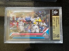 2023 Topps NOW Atlanta Braves BLUE /49NL Record HR Total by Team Acuna BGS 10