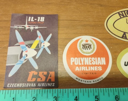 Luggage Vintage Paper Labels United Varig Nigeria Polynesian Il-18 - Picture 2 of 8
