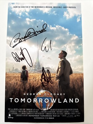 Brad Bird Director & All 3 Main Actors Signed Autograph 8x12 Inch Tomorrowland