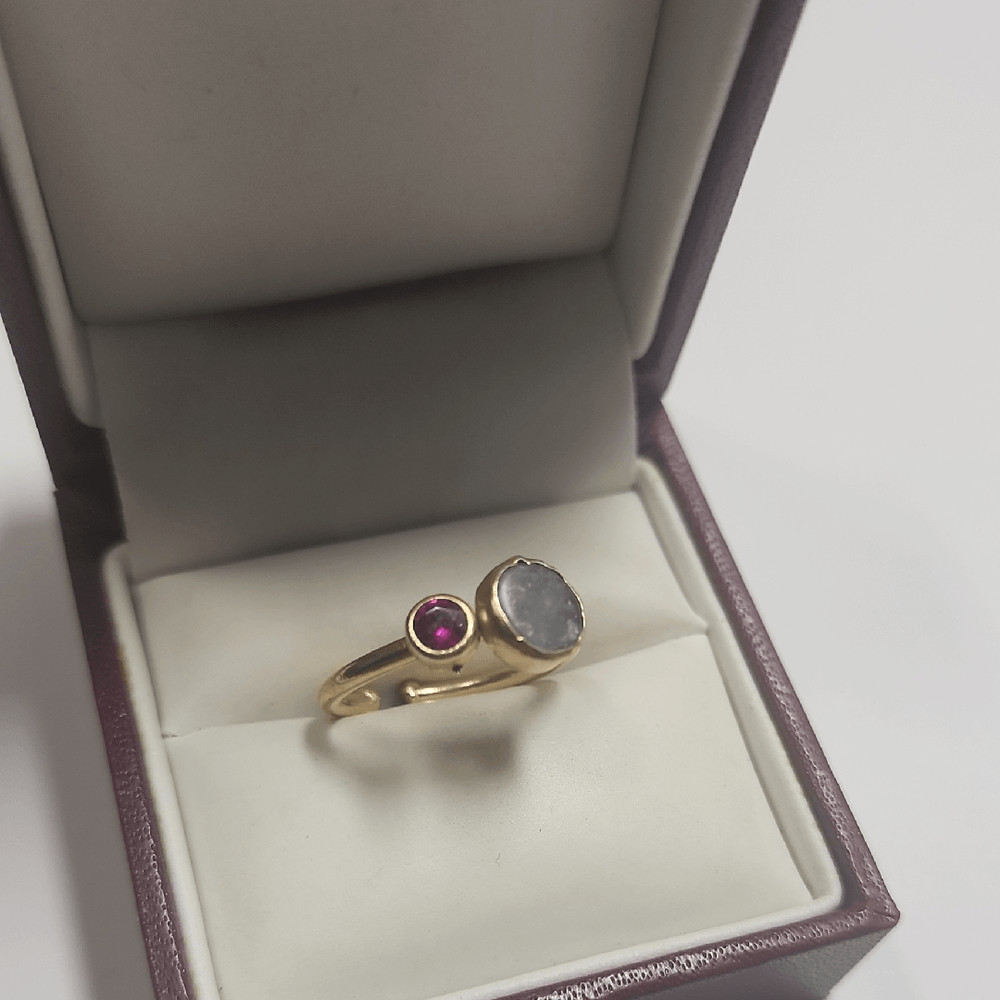 Gold Plated Ring With Ruby Semi Precious Gemstone… - image 1