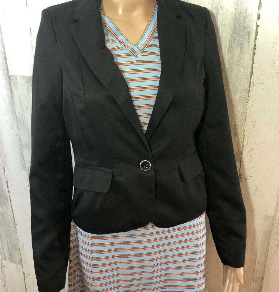 Arden B LUXE Blazer Sz S NWT $69 Black Crop Career Lined Pockets — 第 2/4 张图片