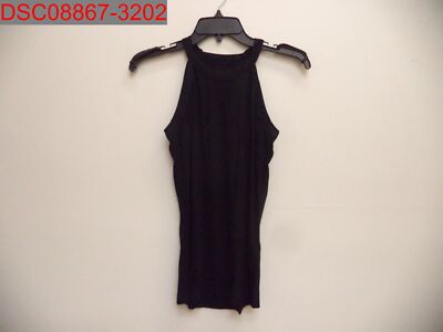 Aytitium Women's Black High Neck Rib Knit Camisole Tank Top, Size L X002YQI3RL
