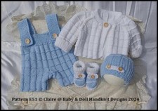 KNITTING PATTERN BY BABYDOLL HANDKNIT DESIGNS E52 16-22" DOLL/0-3M BABY