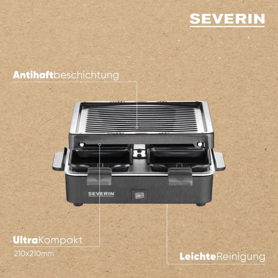 Mini Raclette-Grill für 4 Personen platzsparend und kompakt antihaftbeschicht... - Bild 3 von 4