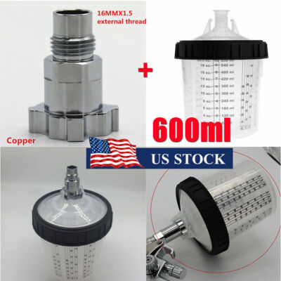 600ML Disposable Cup+M16X1.5 External Thread Connector For Spray Gun Adapter