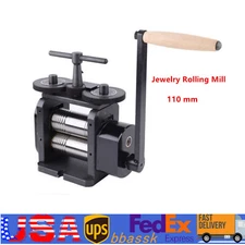 110mm Manual Rolling Mill Machine Wire Flat Pattern Sheet Metal Jewelry Tool US