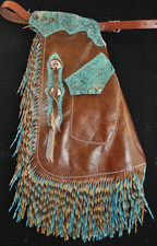Custom Made Leather Chinks/Turquoise New Chaps/Made In USA