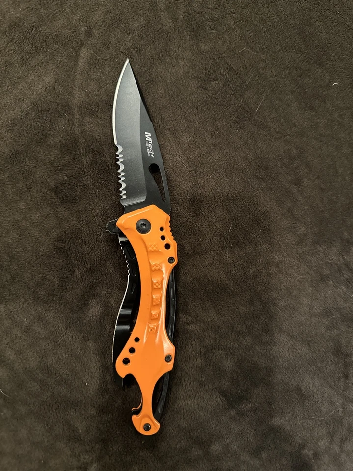 MTech Linerlock A/O Folding Pocket Knife Neon Orange - MT-A705NOR - Image 3 of 4