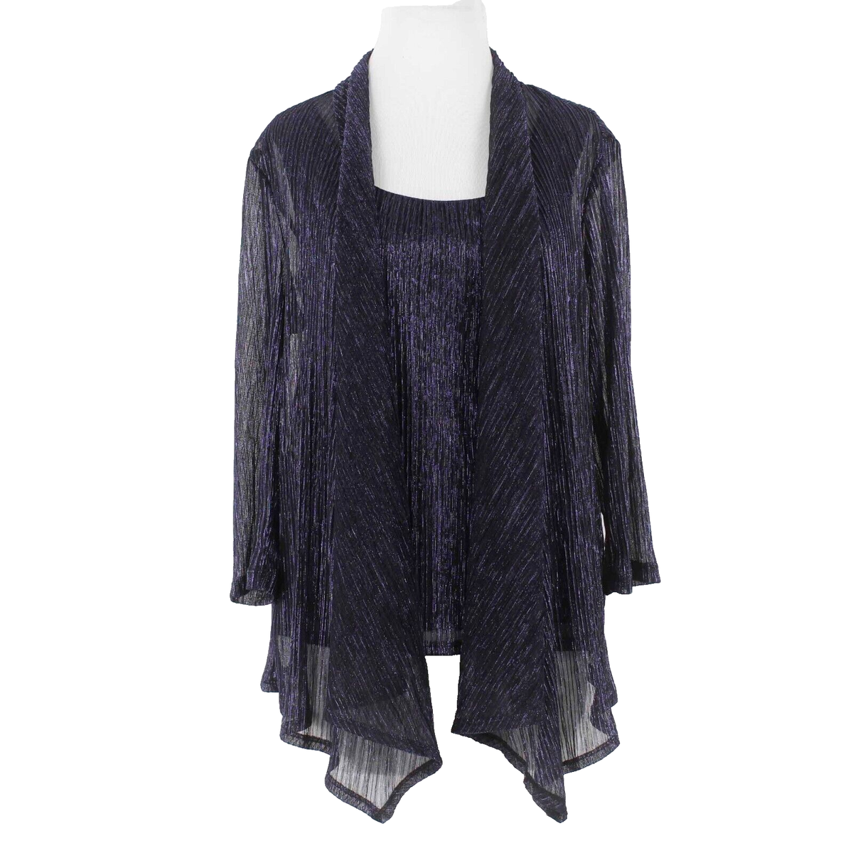 DB Sz M Navy Blue Multi Twofer Lined Tank Attached Sheer